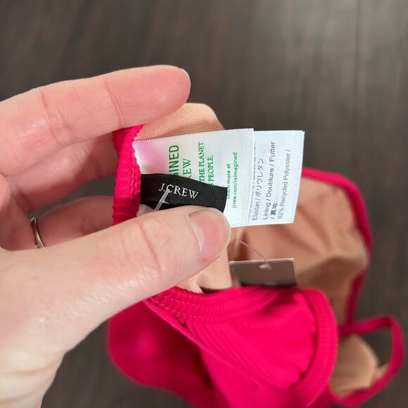 NWT J. Crew Ribbed One Shoulder Bathing Suit Pink Wild Hibiscus Women’s 6 Swim - Picture 6 of 8